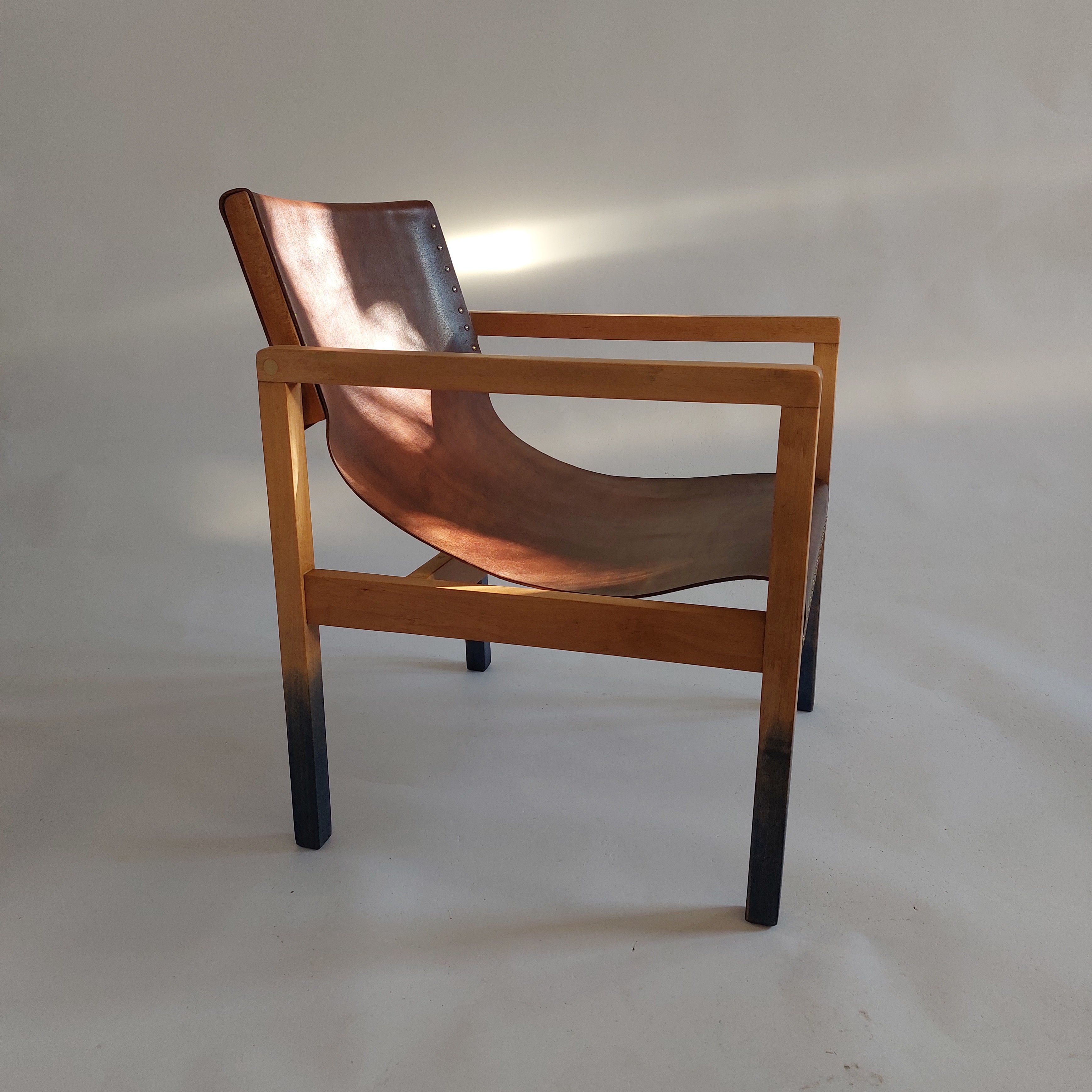 Ink Armchair – 3mm Leather on Restored Beech Frame