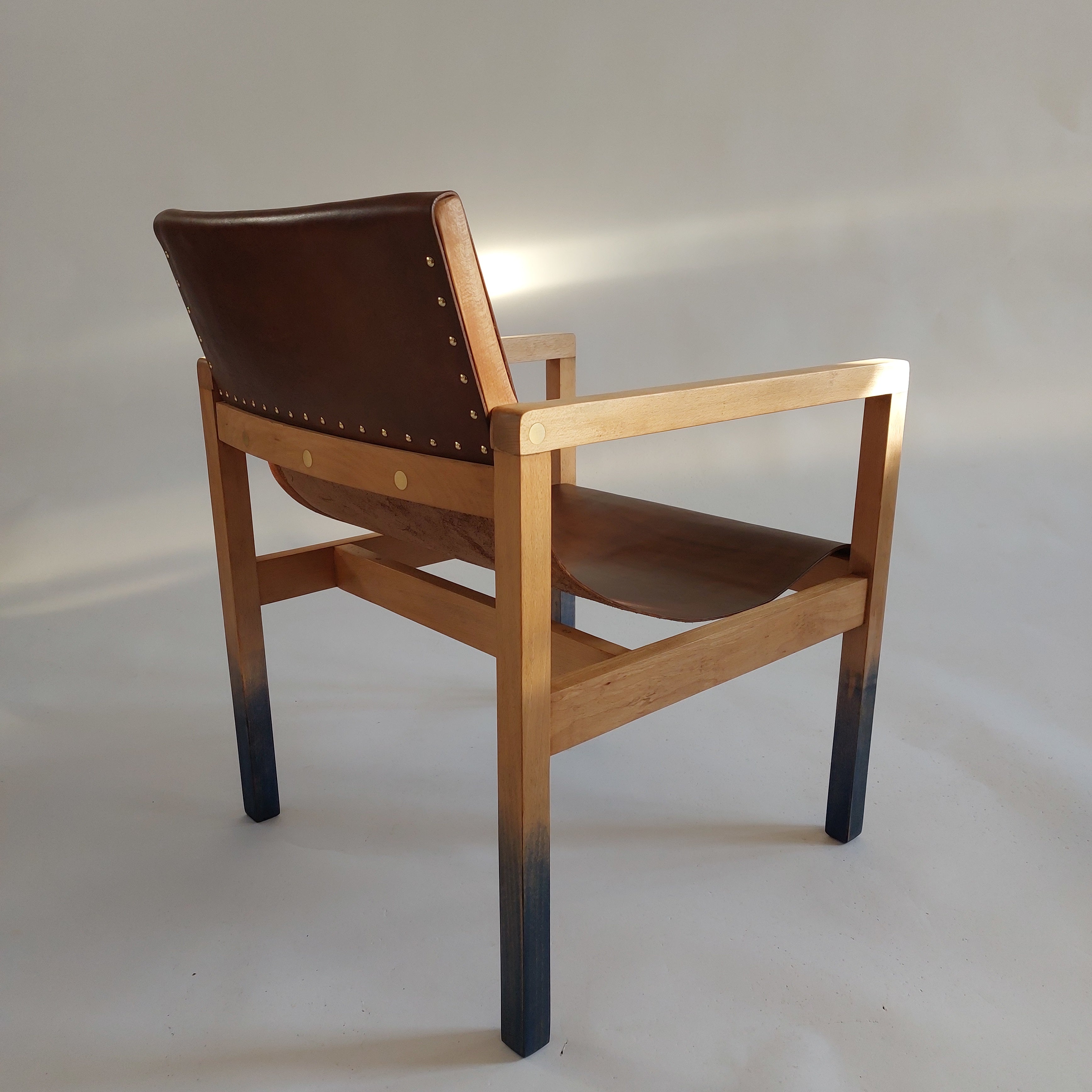 Ink Armchair – 3mm Leather on Restored Beech Frame