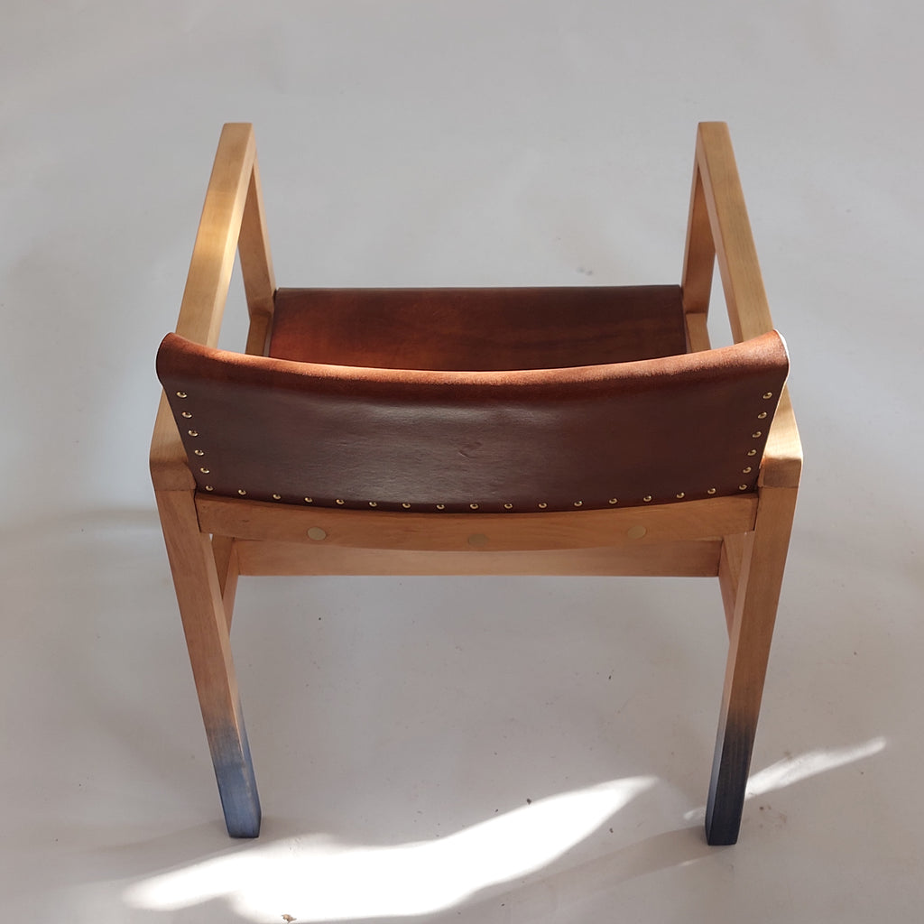 Ink Armchair – 3mm Leather on Restored Beech Frame