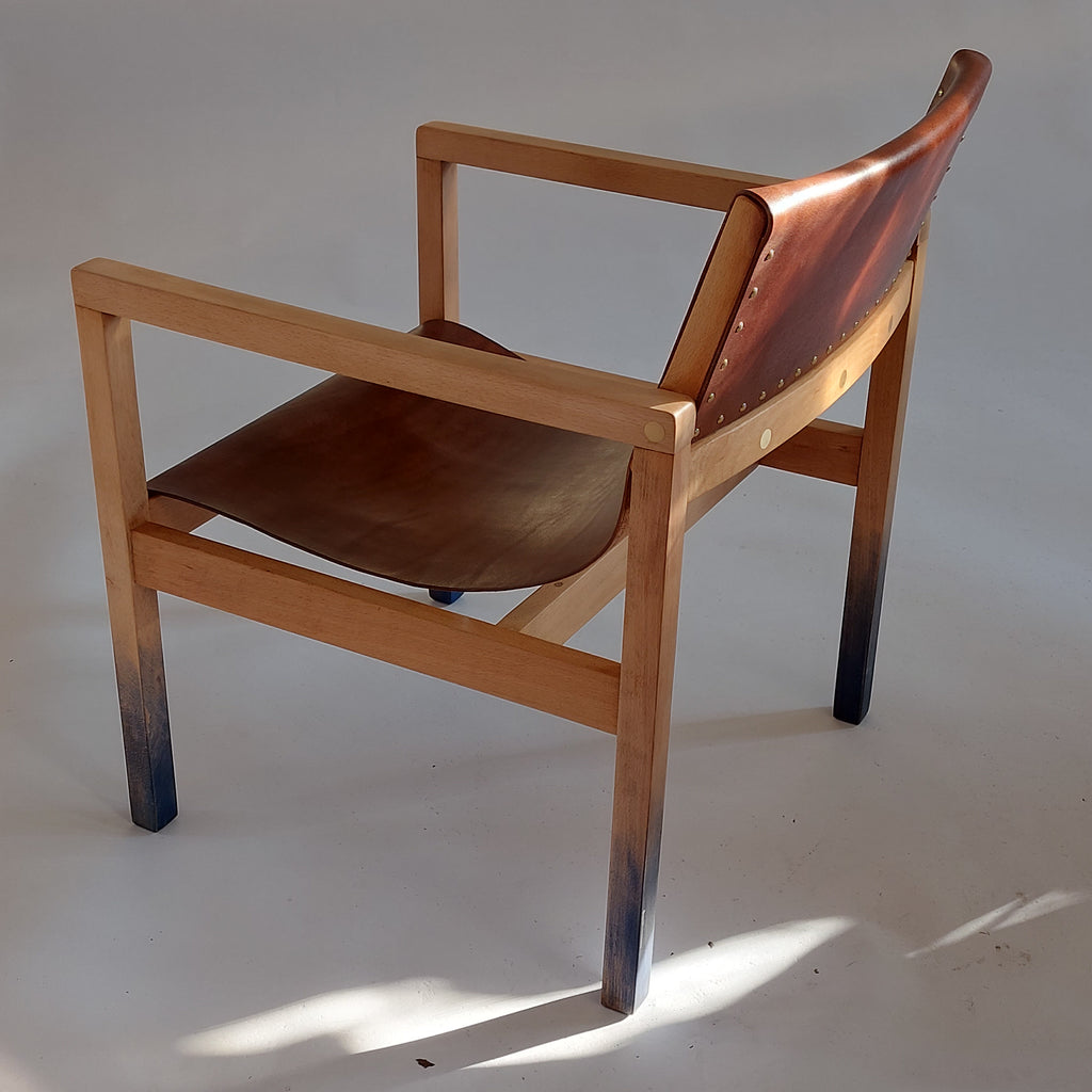 Ink Armchair – 3mm Leather on Restored Beech Frame