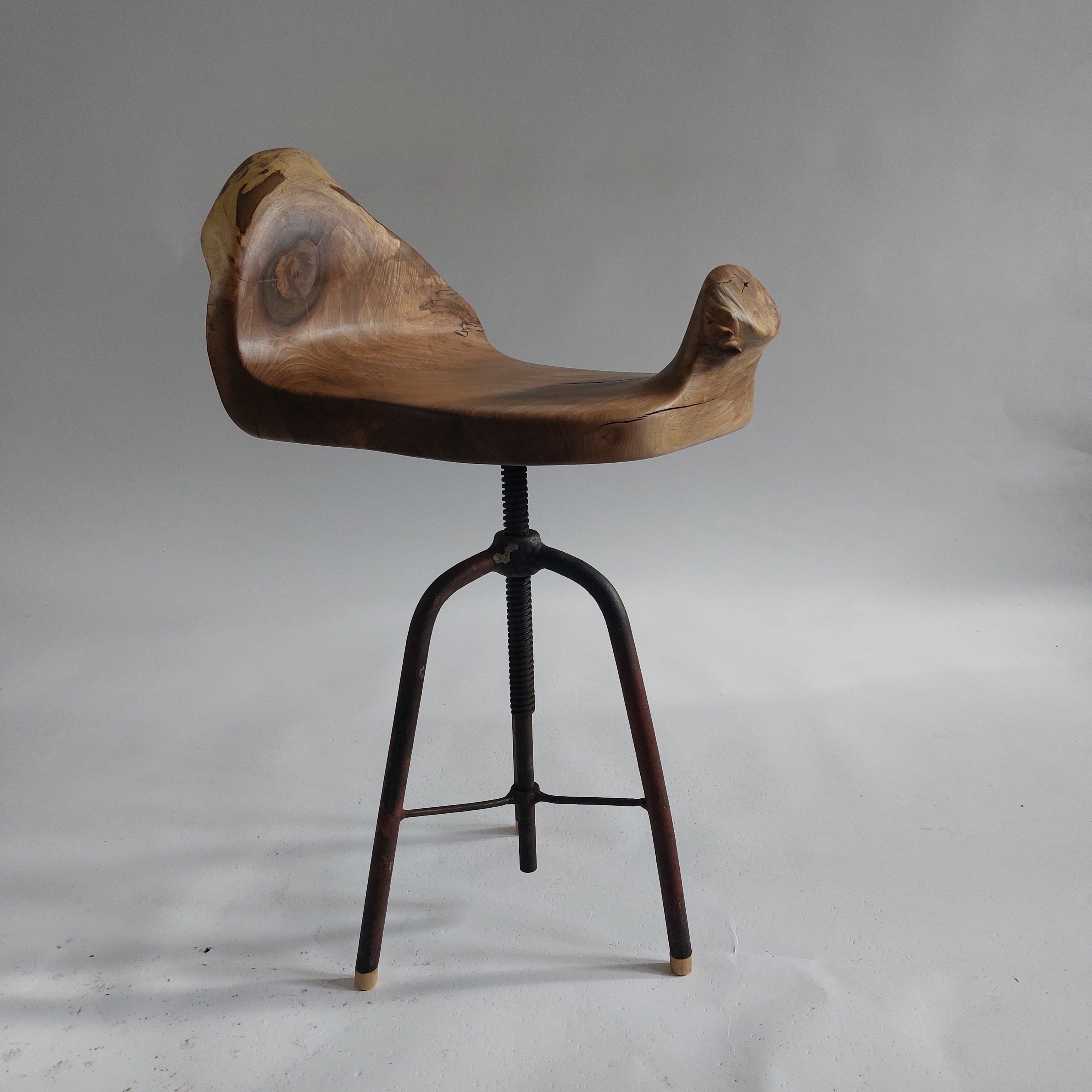 Hand Carved Walnut Stool - Live Edge Wood | PUNKT – PUNKT WORKSHOP