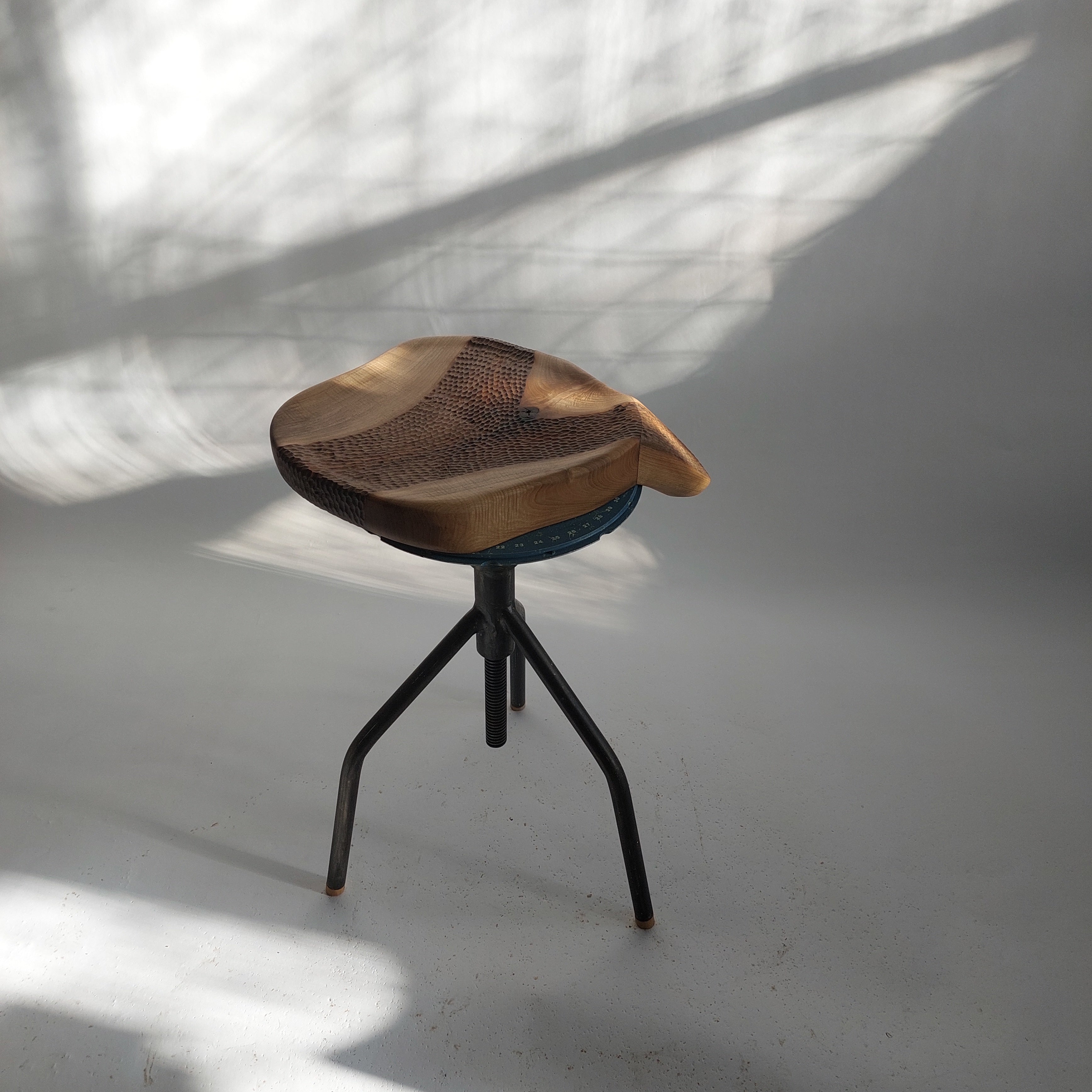 Hand-Carved Walnut Sculptural Seat