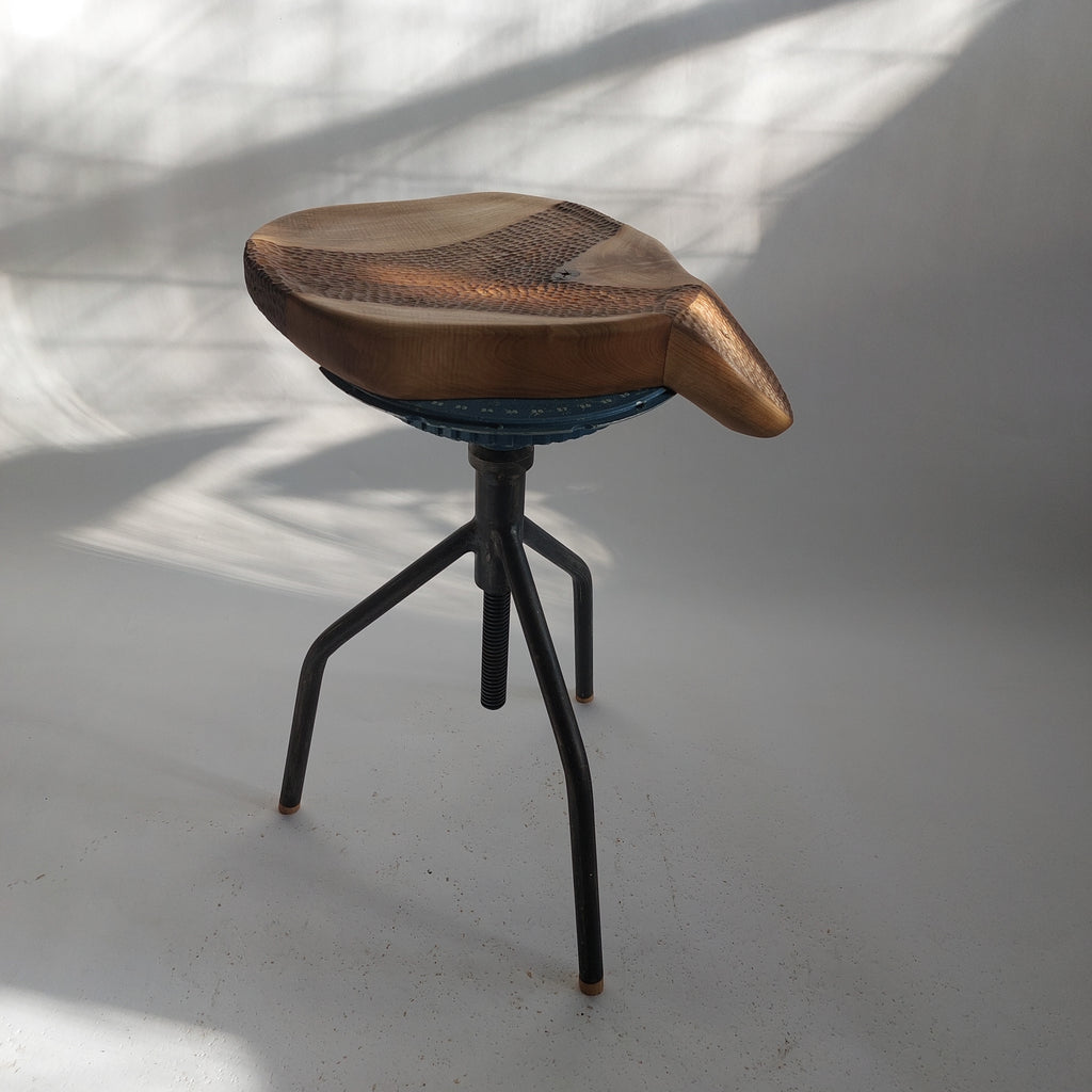 Hand-Carved Walnut Sculptural Seat