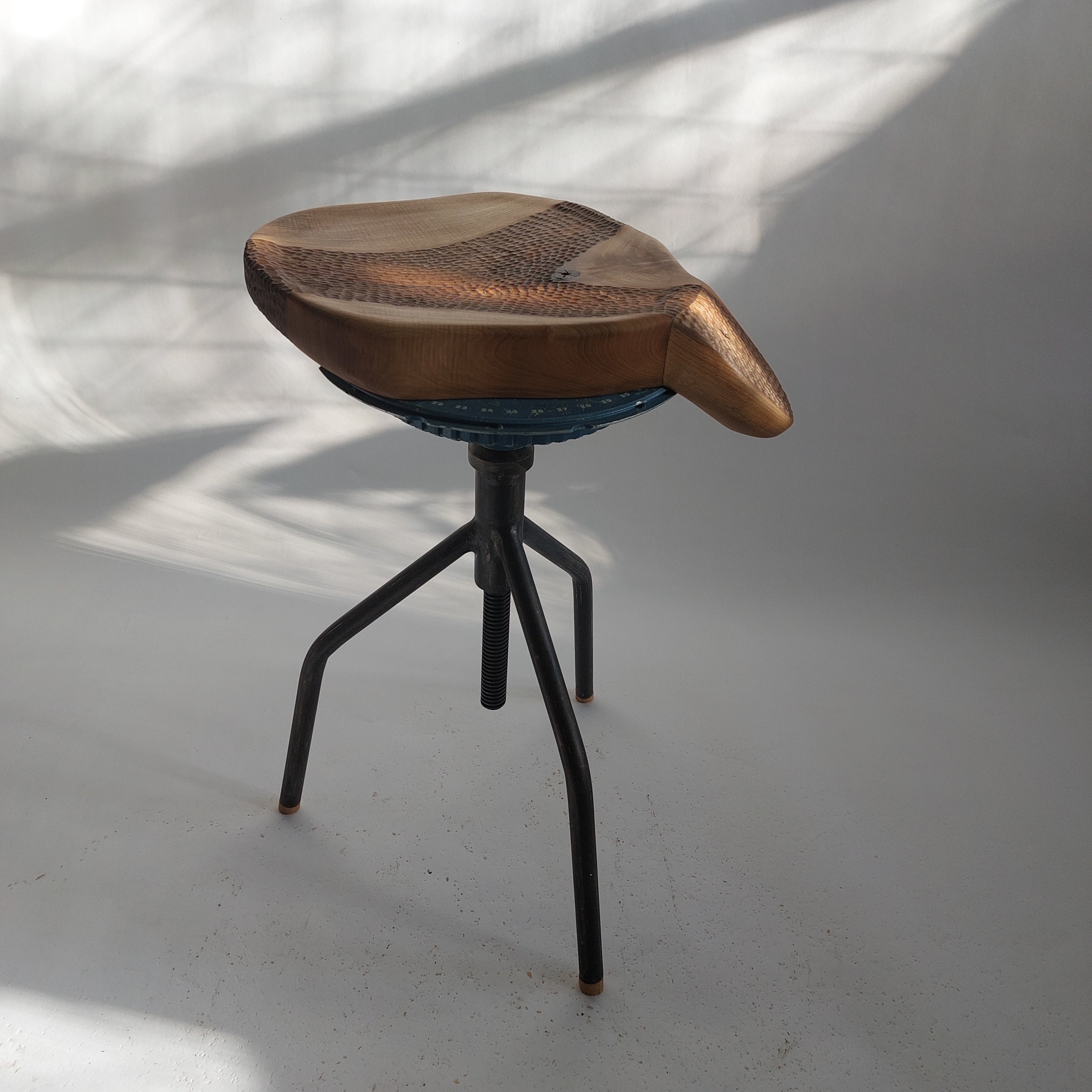 Hand-Carved Walnut Sculptural Seat