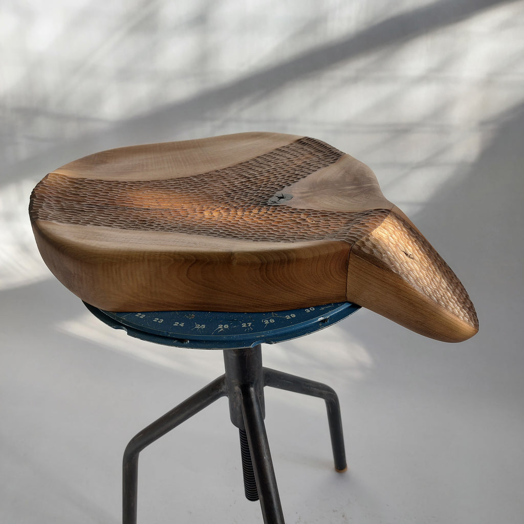Hand-Carved Walnut Sculptural Seat