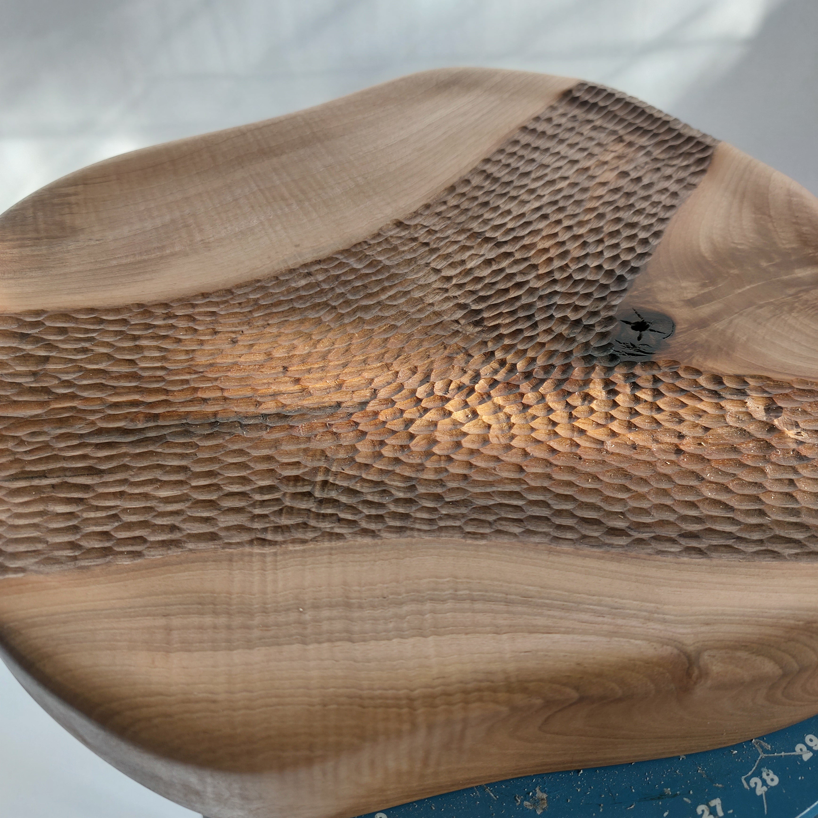 Hand-Carved Walnut Sculptural Seat