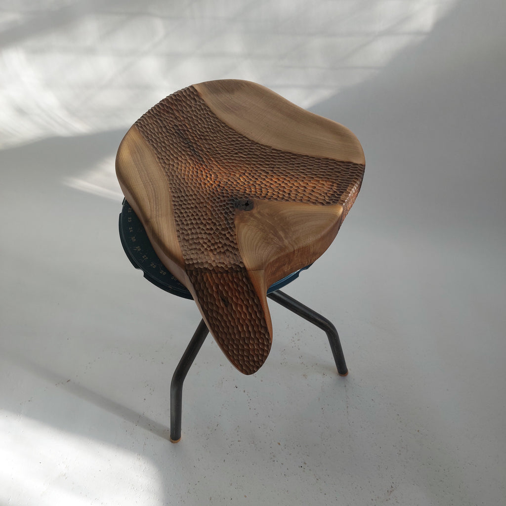 Hand-Carved Walnut Sculptural Seat