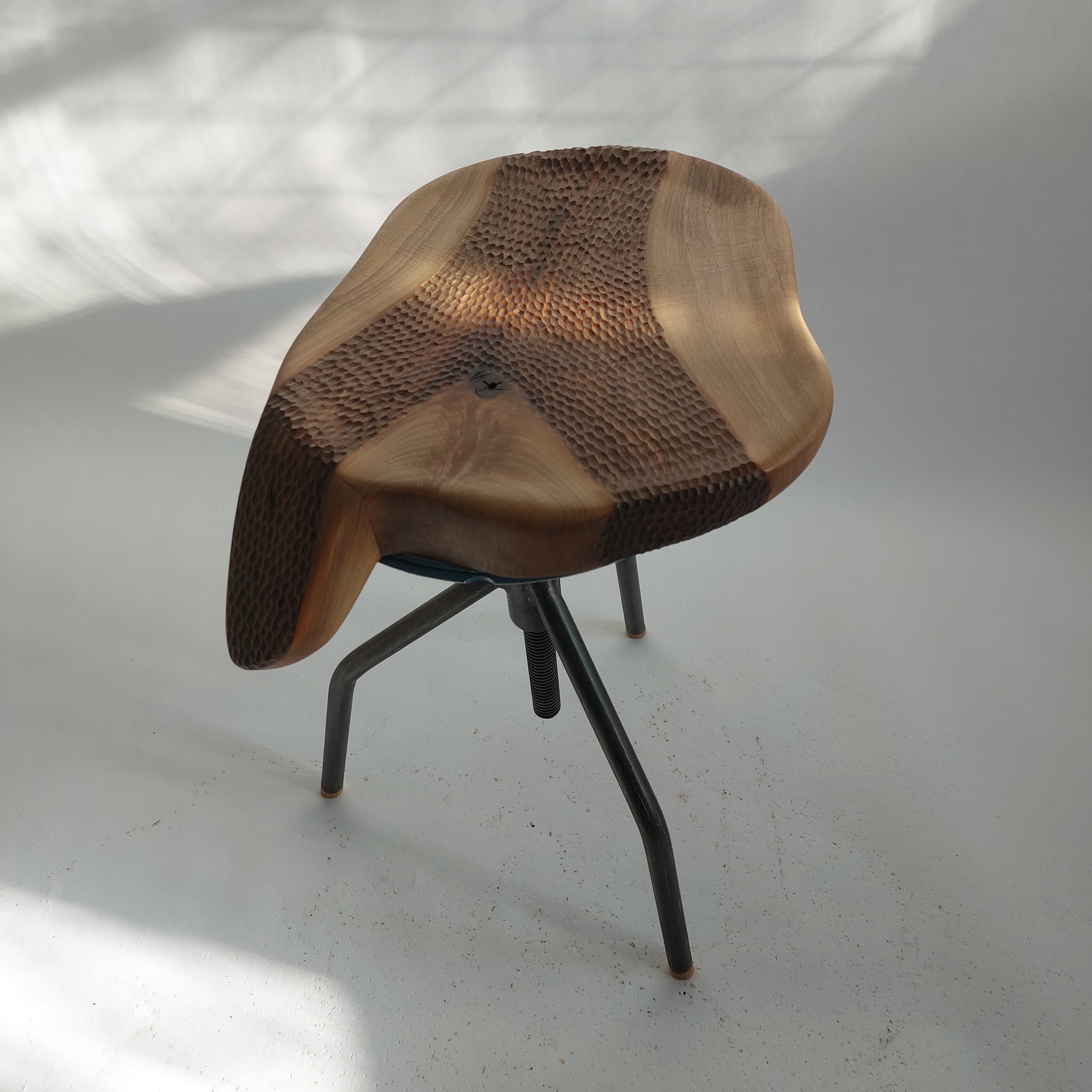 Hand-Carved Walnut Sculptural Seat