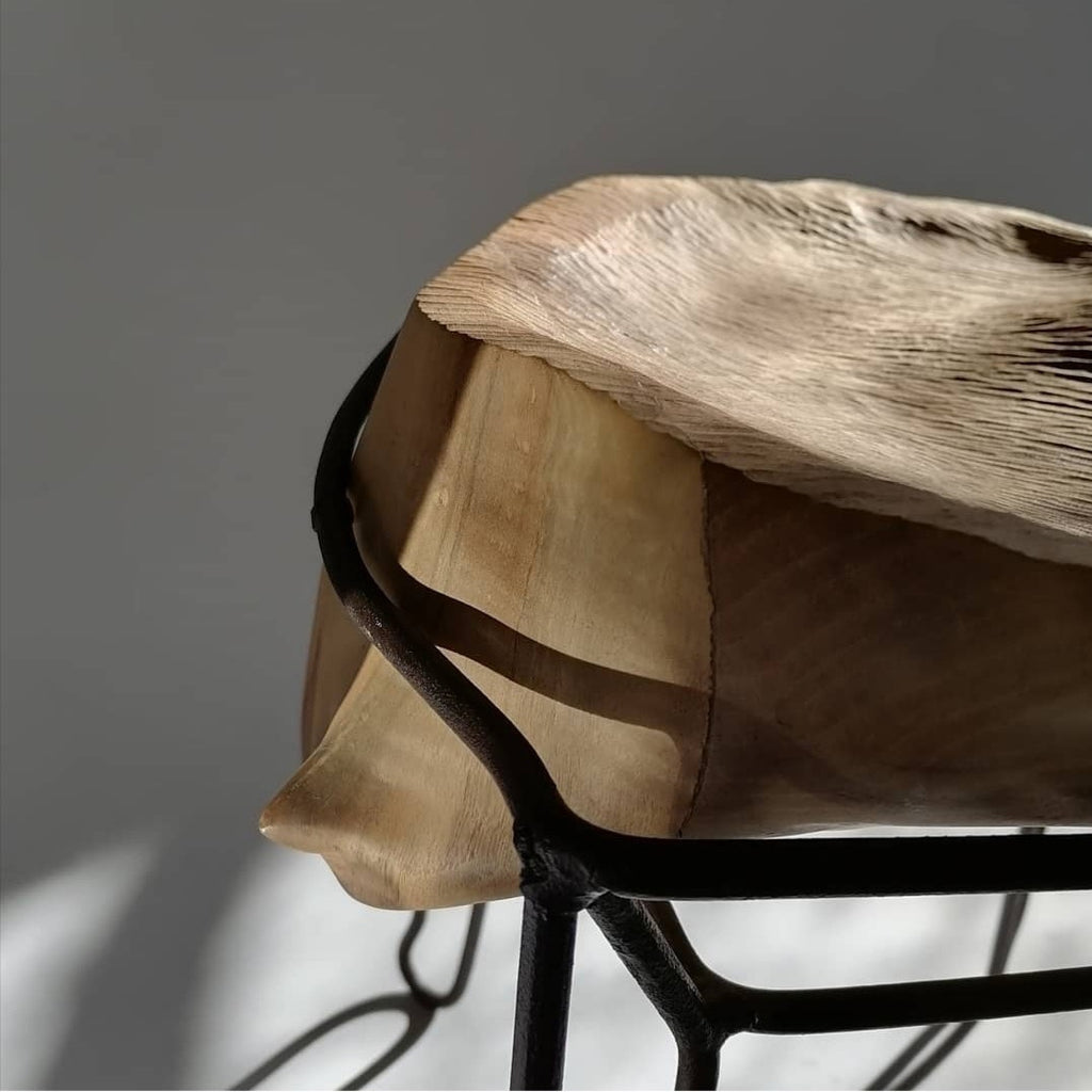 Walnut & Stool No3 — Hand-Carved Sculptural Walnut Stool