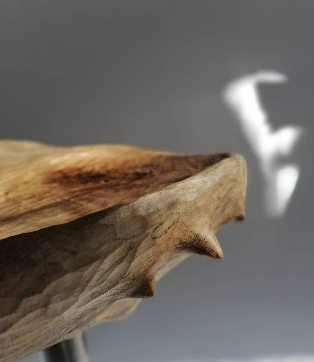 Hand-Carved Sculptural Seat - Walnut & Stool No. 4