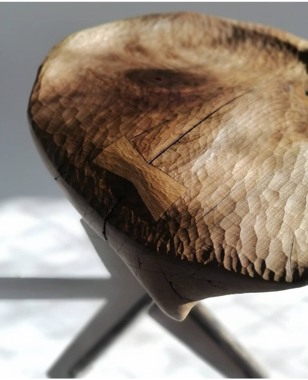 Hand-Carved Sculptural Seat - Walnut & Stool No. 4