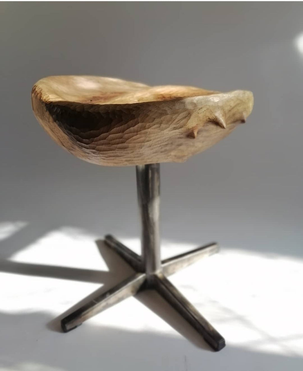 Hand-Carved Sculptural Seat - Walnut & Stool No. 4