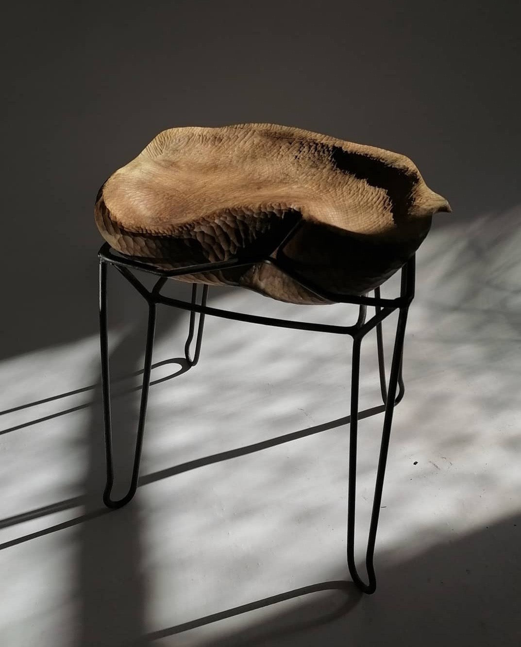 Walnut & Stool No3 — Hand-Carved Sculptural Walnut Stool