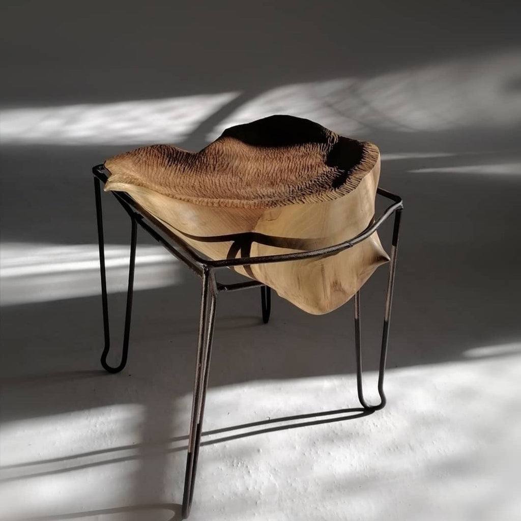 Walnut & Stool No3 — Hand-Carved Sculptural Walnut Stool