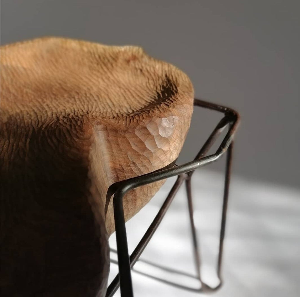 Walnut & Stool No3 — Hand-Carved Sculptural Walnut Stool