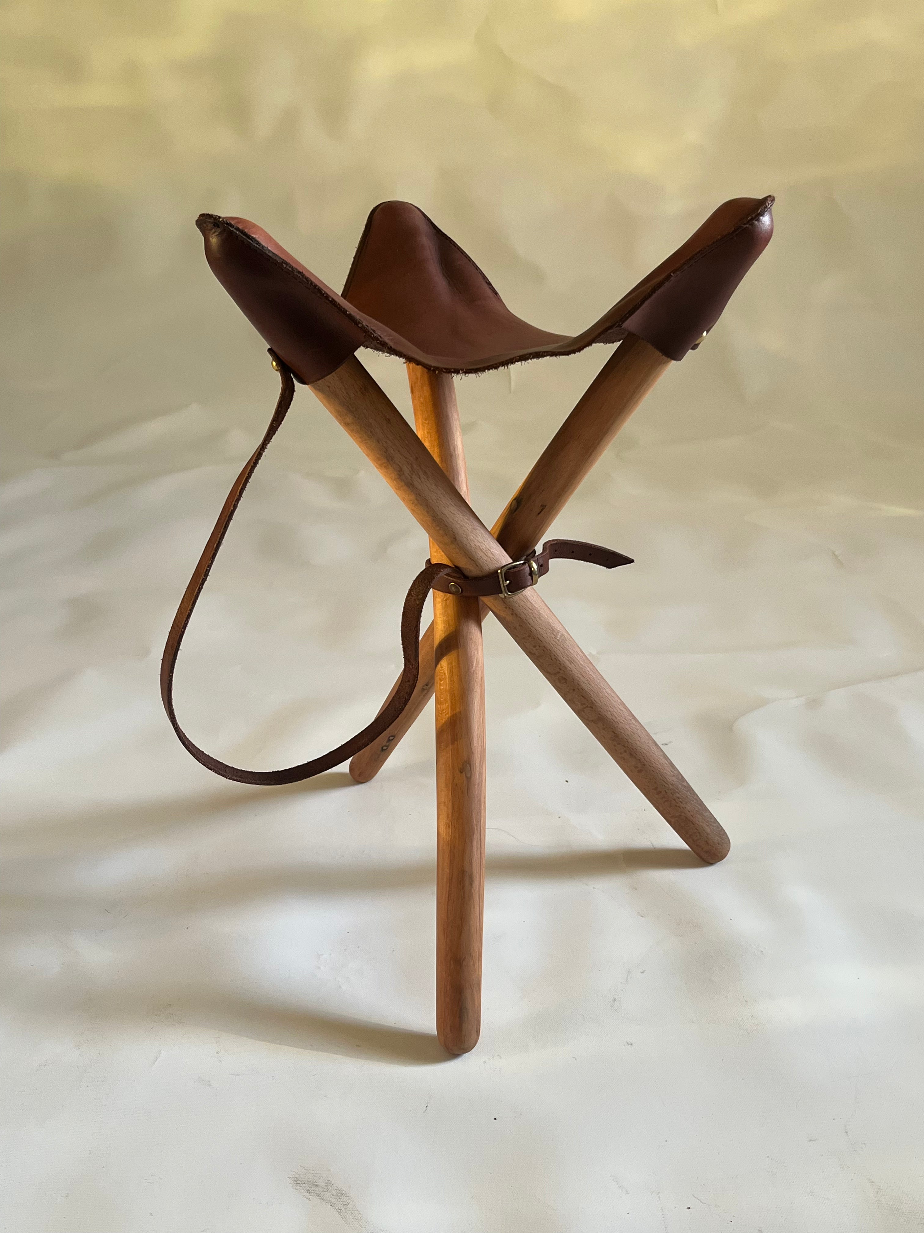 Tripod Leather Stool