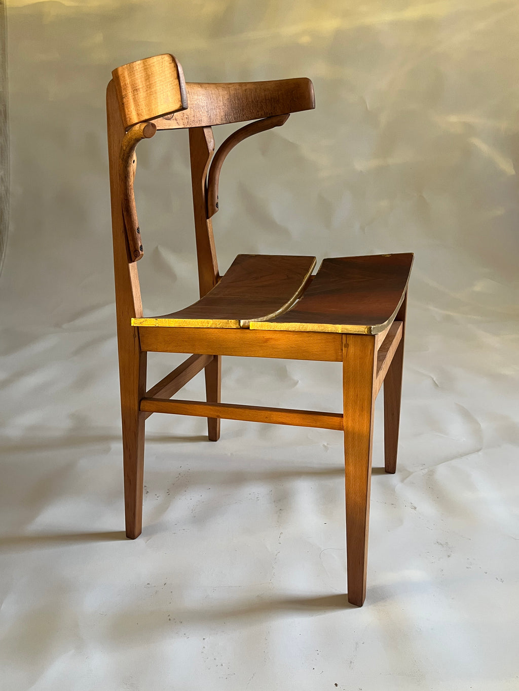 Golden Edge Chair- 70’s Beech Wood Base with 30’s Bentwood Backrest