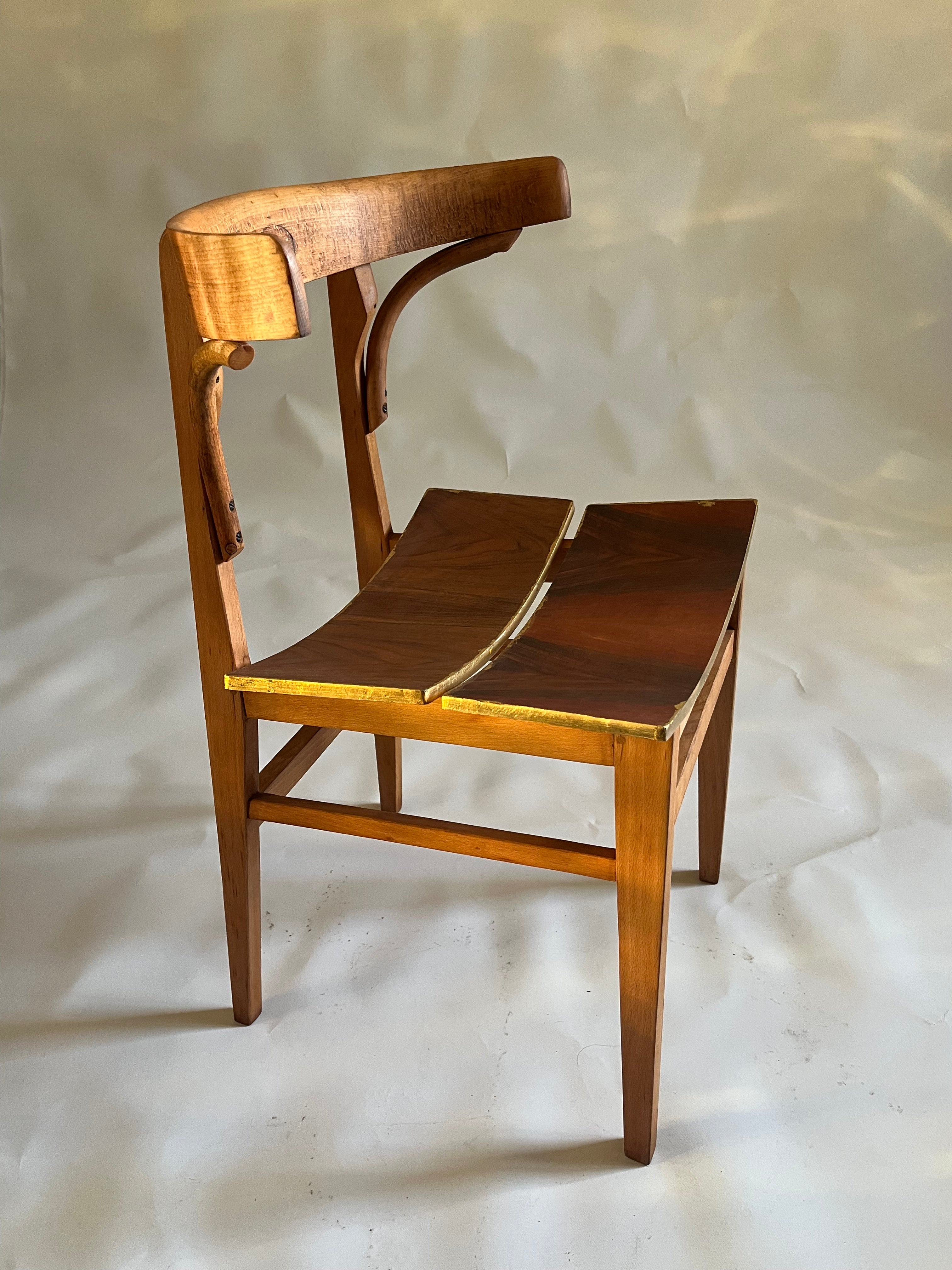 Golden Edge Chair- 70’s Beech Wood Base with 30’s Bentwood Backrest