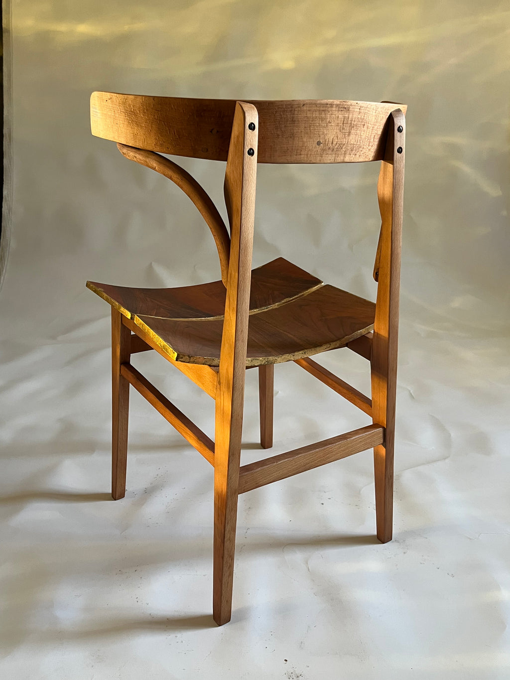 Golden Edge Chair- 70’s Beech Wood Base with 30’s Bentwood Backrest
