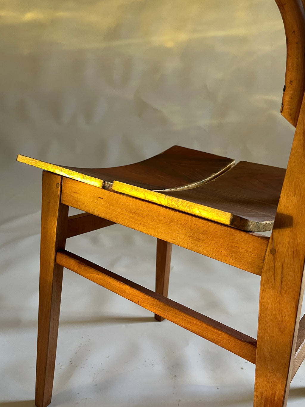 Golden Edge Chair- 70’s Beech Wood Base with 30’s Bentwood Backrest