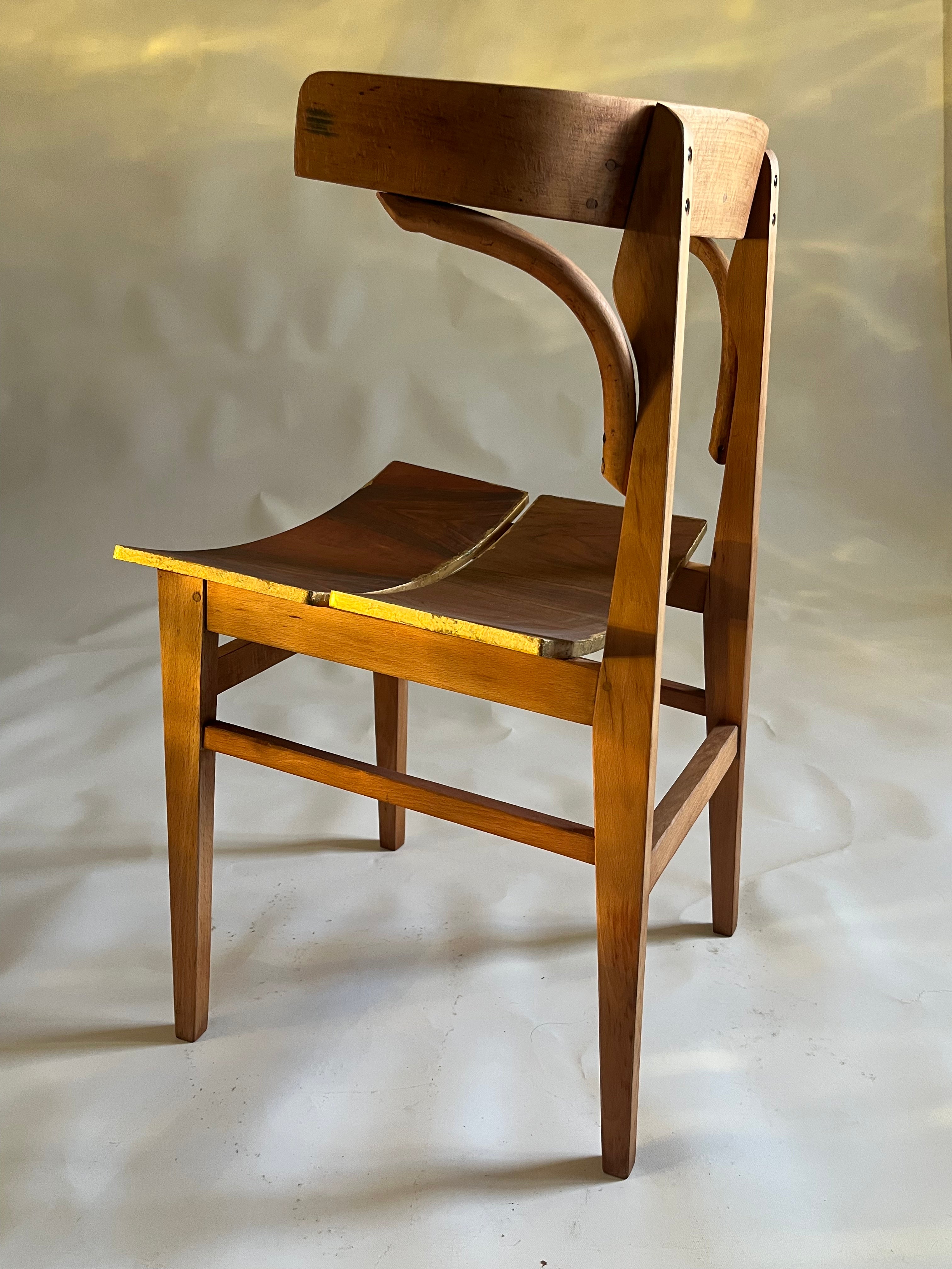 Golden Edge Chair- 70’s Beech Wood Base with 30’s Bentwood Backrest