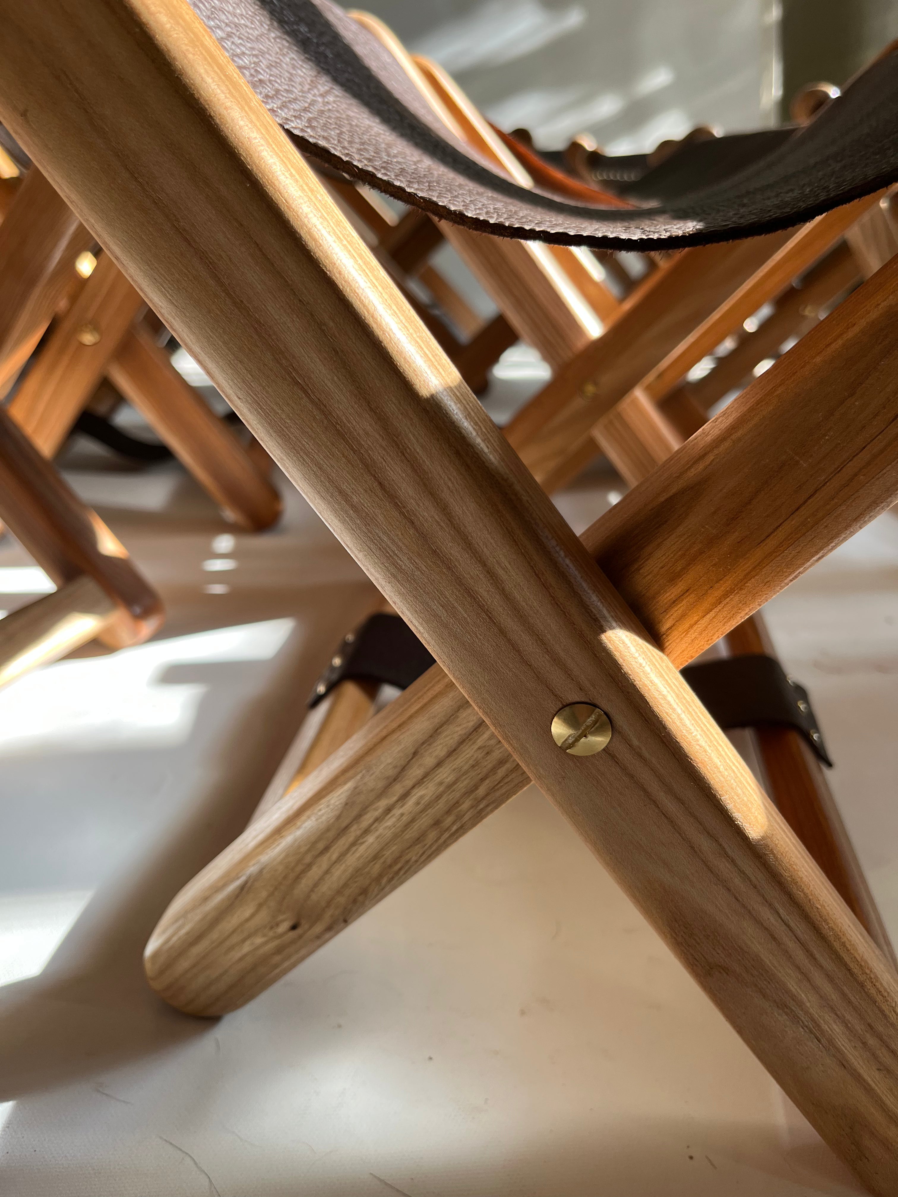 Mount Athos Bag Stand – Elm, Leather & Brass