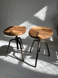 Walnut Carved Swivel Stool