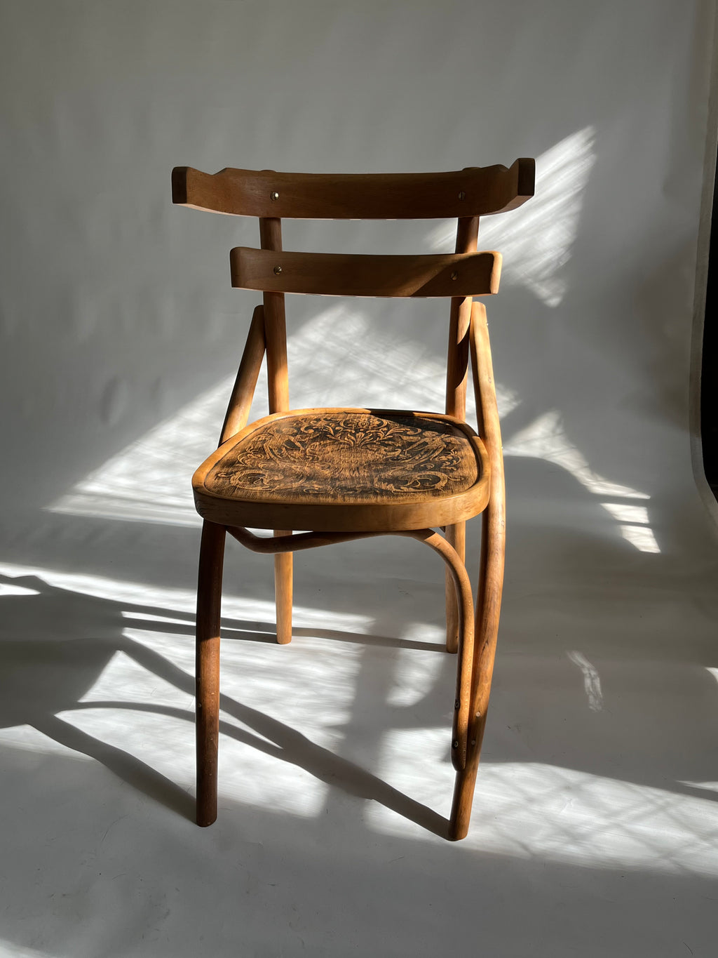 Tattooed Seat Chair - Reclaimed Bentwood Vintage Chair Collage