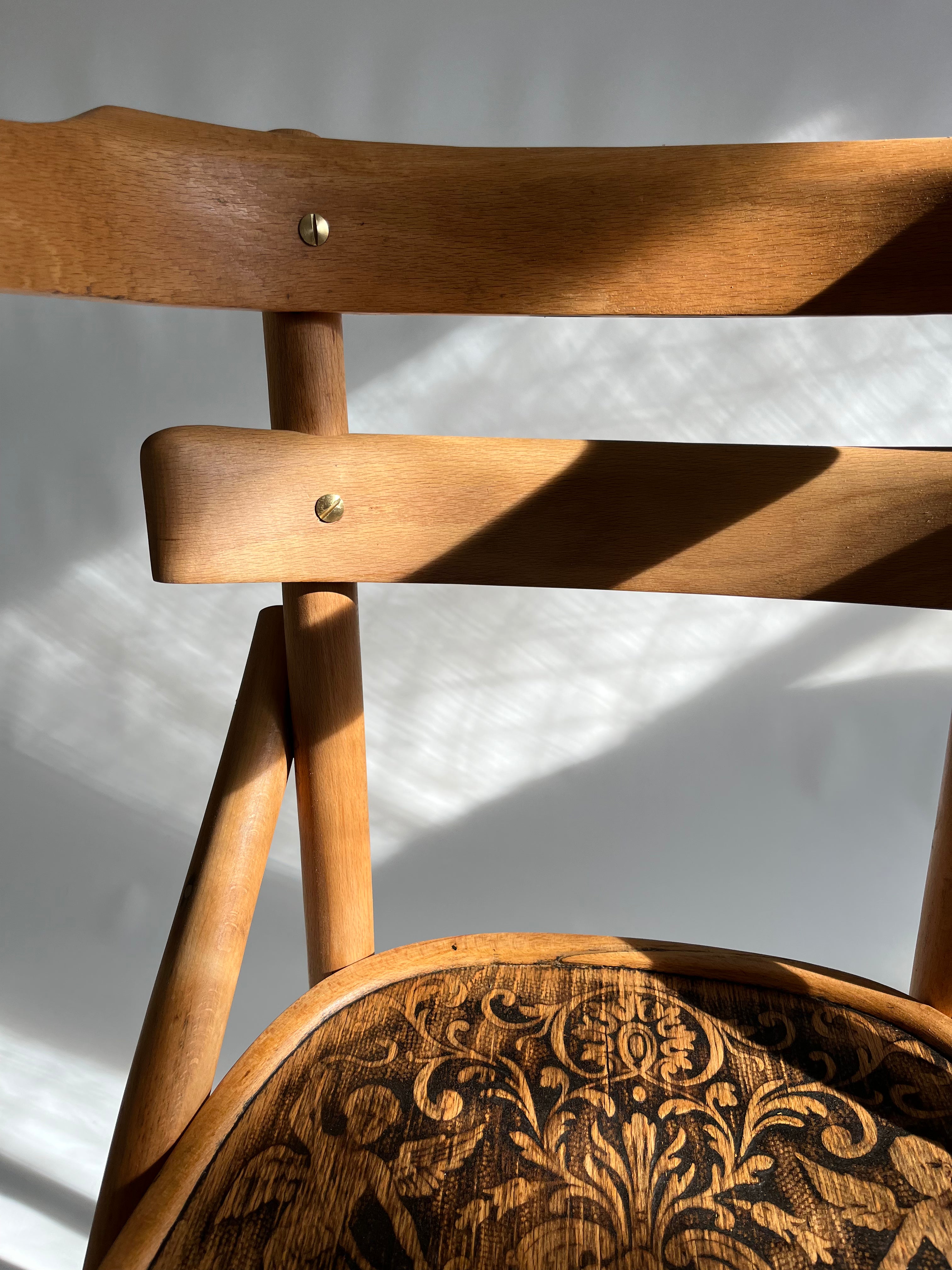 Tattooed Seat Chair - Reclaimed Bentwood Vintage Chair Collage