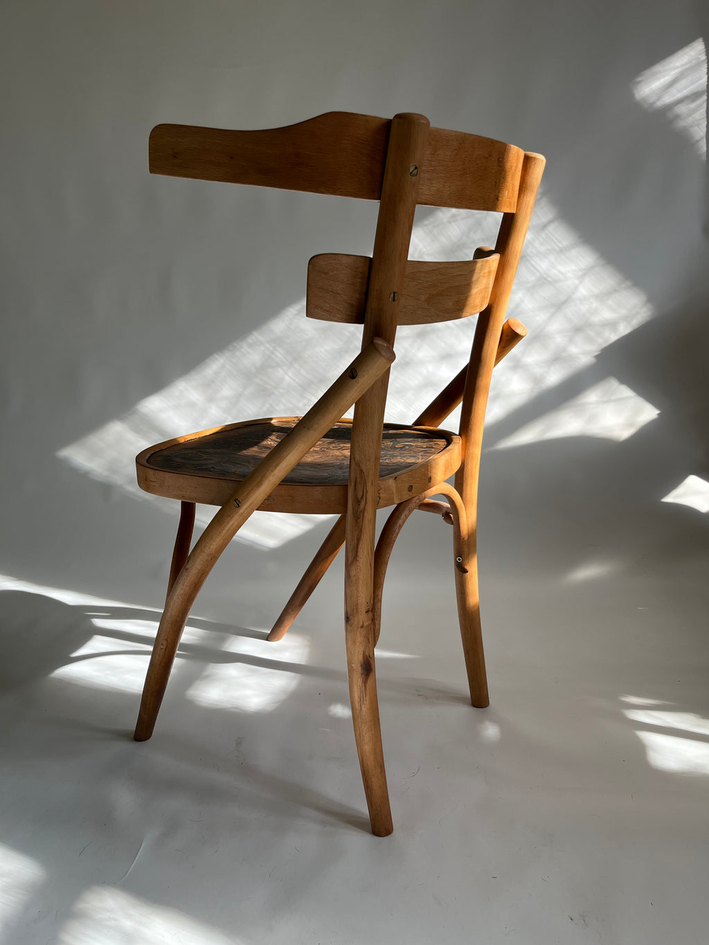 Tattooed Seat Chair - Reclaimed Bentwood Vintage Chair Collage