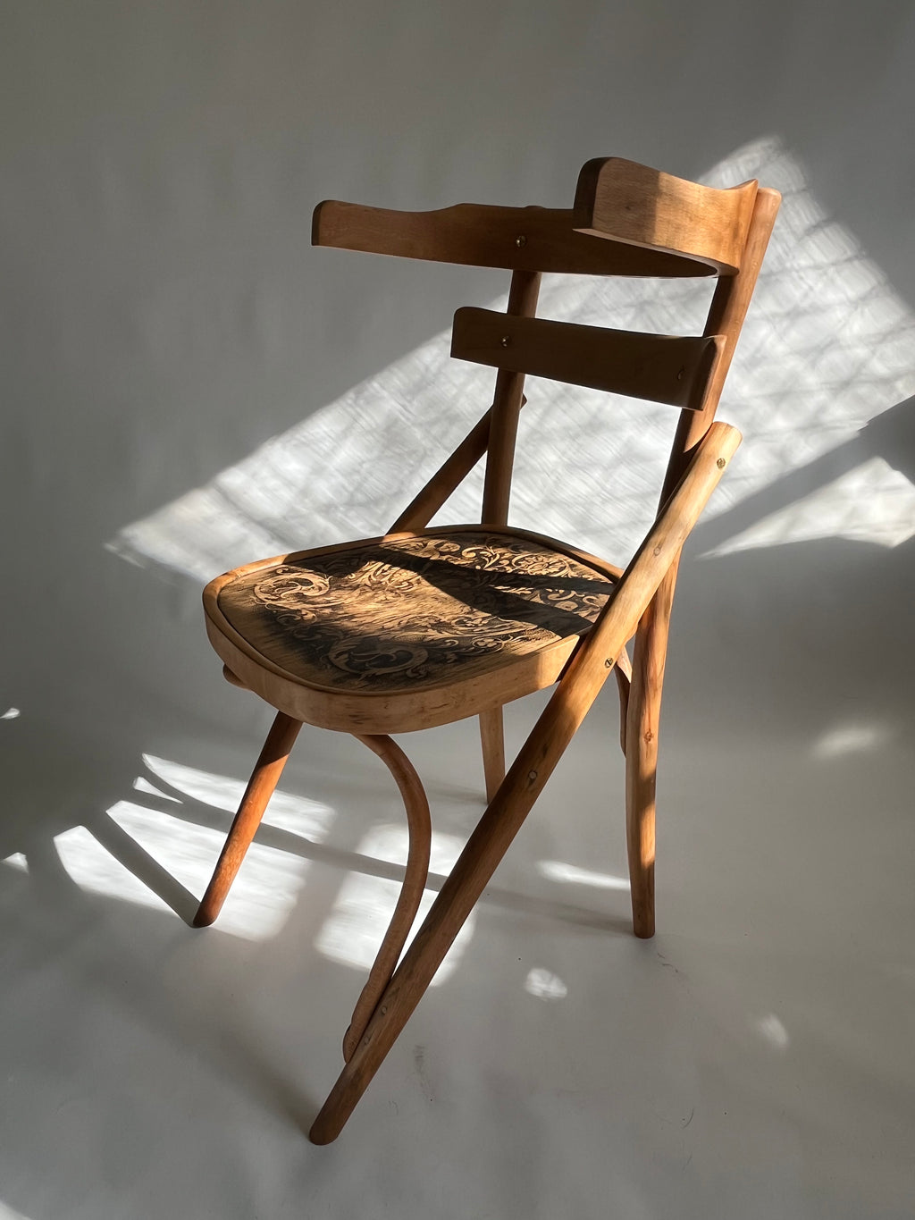 Tattooed Seat Chair - Reclaimed Bentwood Vintage Chair Collage