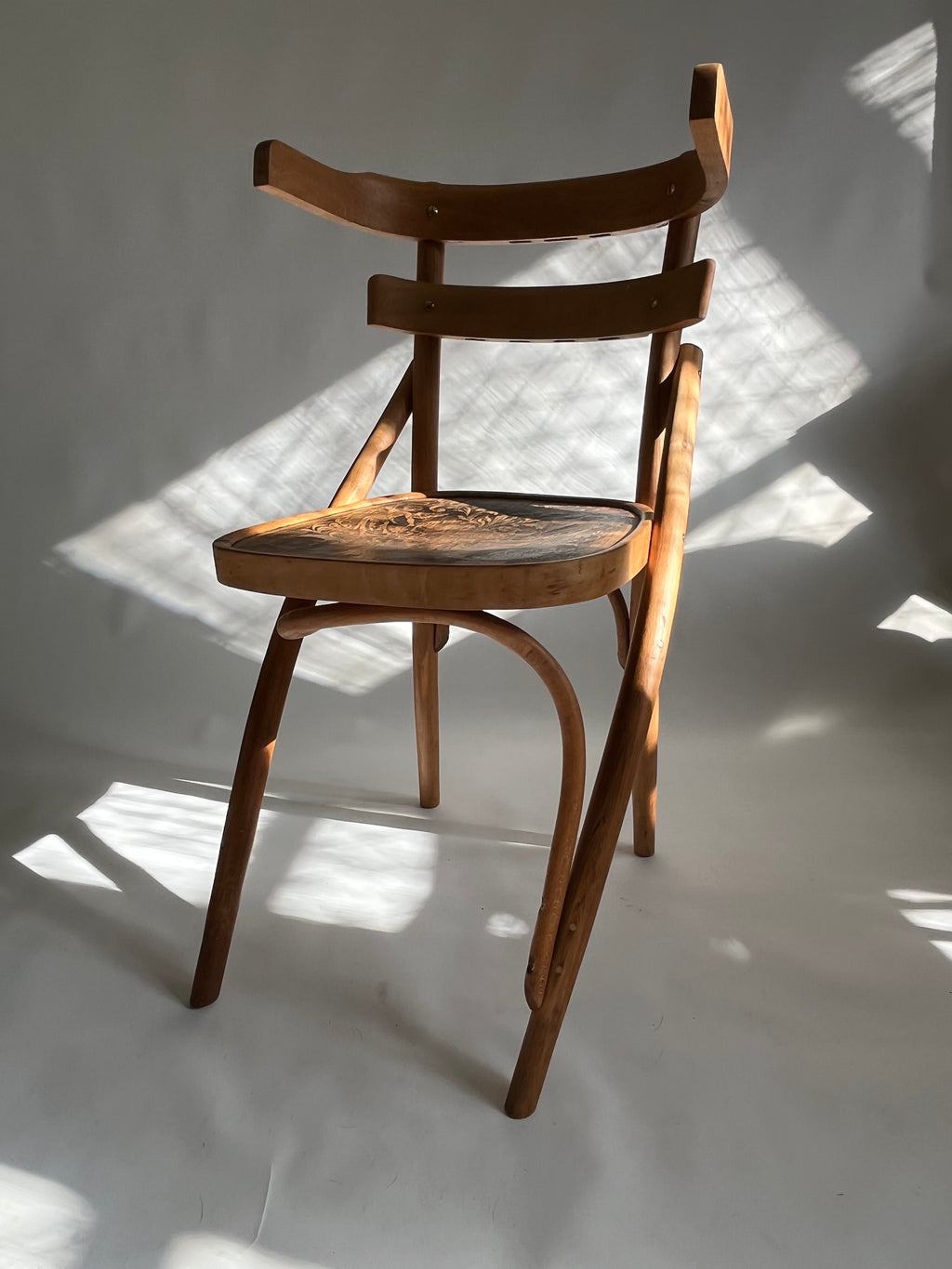 Tattooed Seat Chair - Reclaimed Bentwood Vintage Chair Collage
