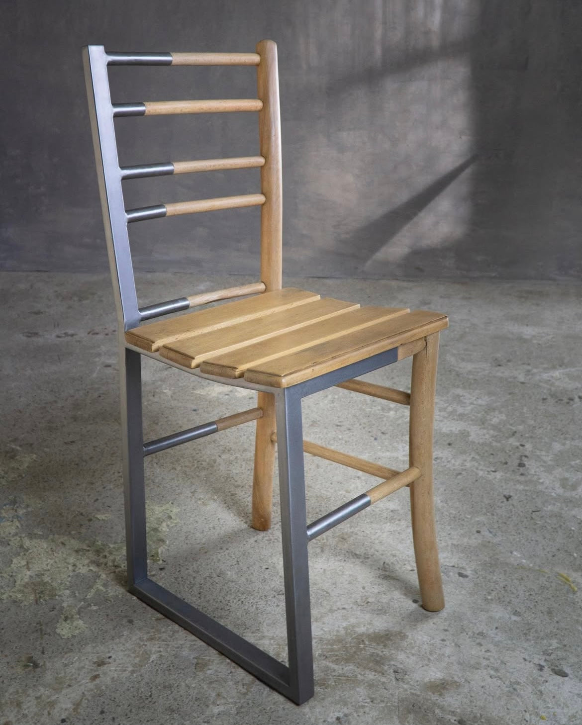Cyborg Chair – Reclaimed Wood & Steel Frame Dining Chair