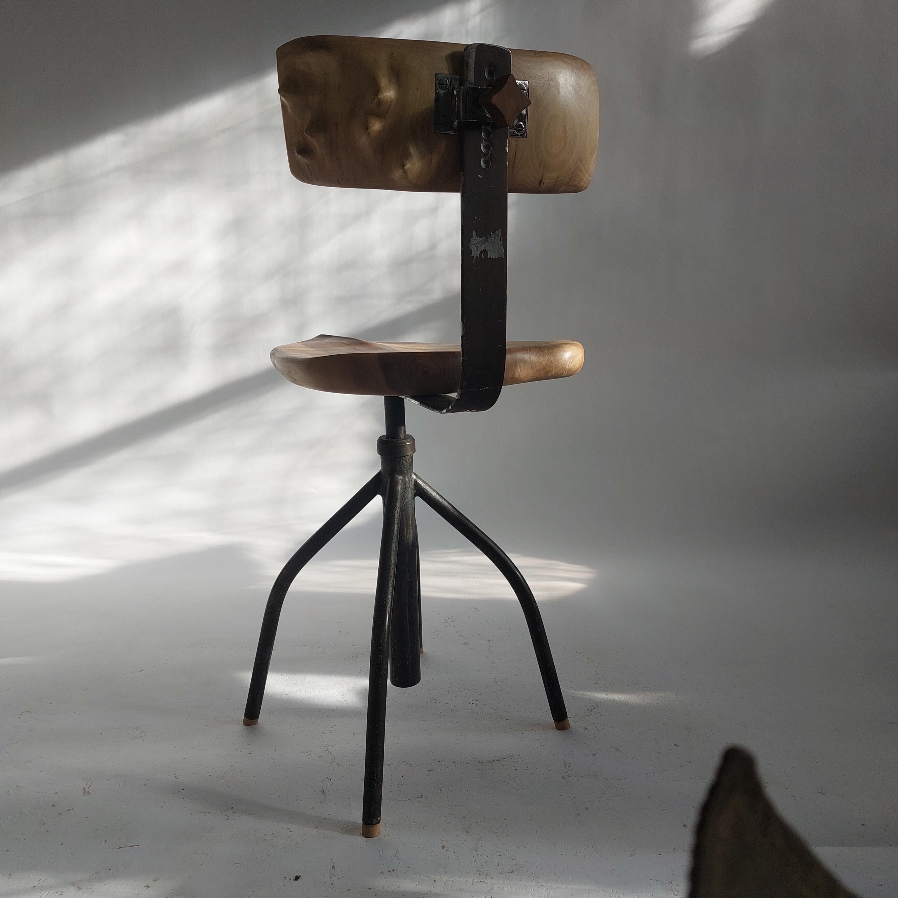 Hand-Carved Walnut Stool