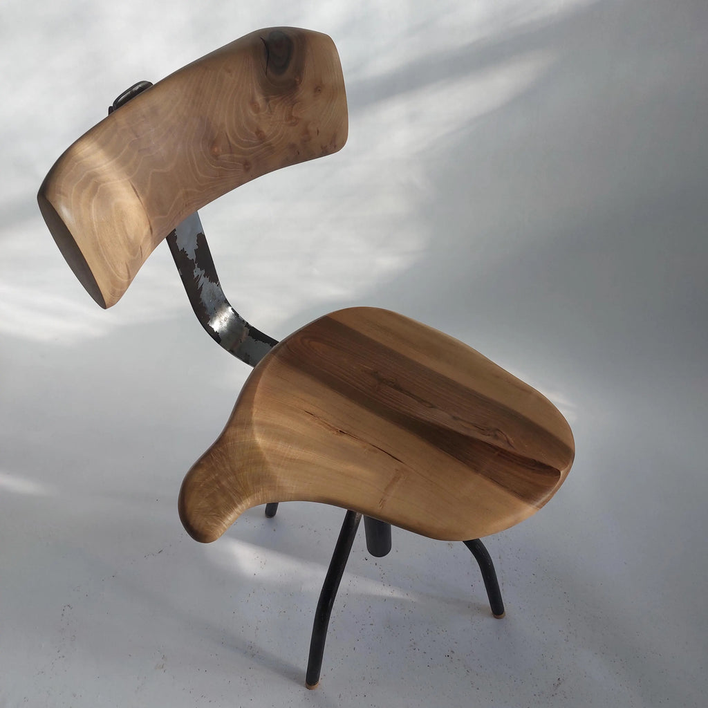 Hand-Carved Walnut Stool