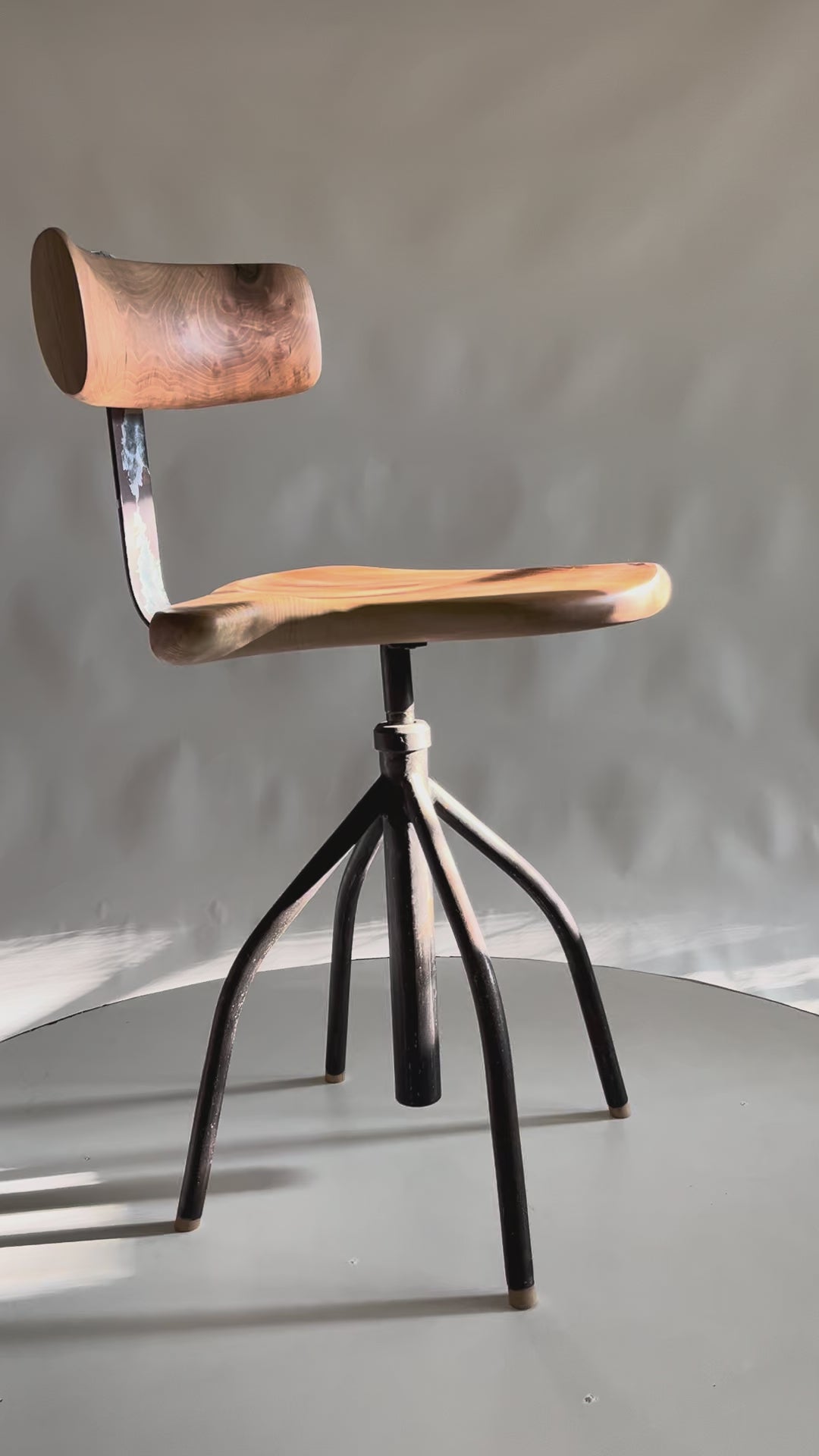 Hand-Carved Walnut Stool